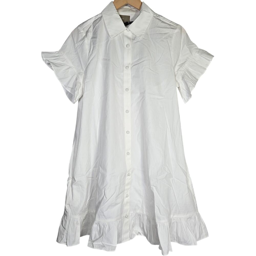 J. Crew Ruffle-hem shirt-dress in cotton poplin White S‎ BR461